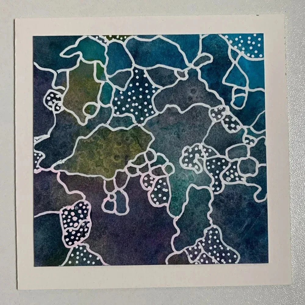 Original Handmade Abstract Watercolor Card Set - 6 Unique Blank Note Cards OOAK - Picture 12 of 12